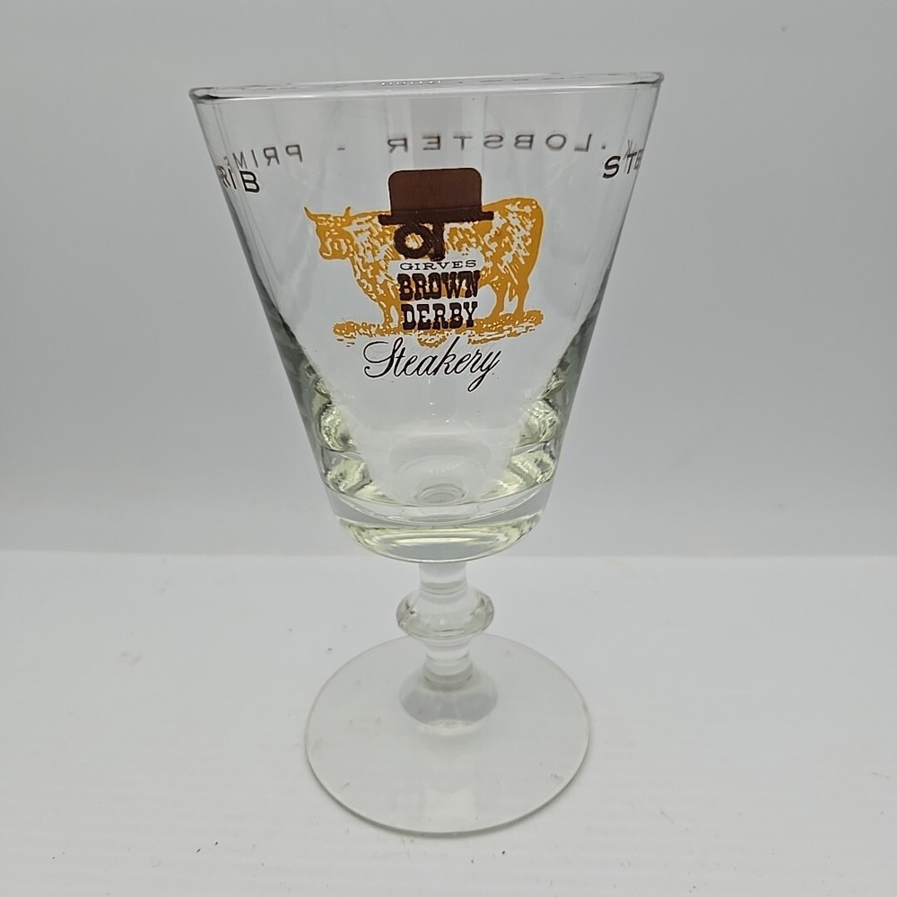 Vintage Girves Brown Derby Wine Goblet Drinking Glass Drinkware